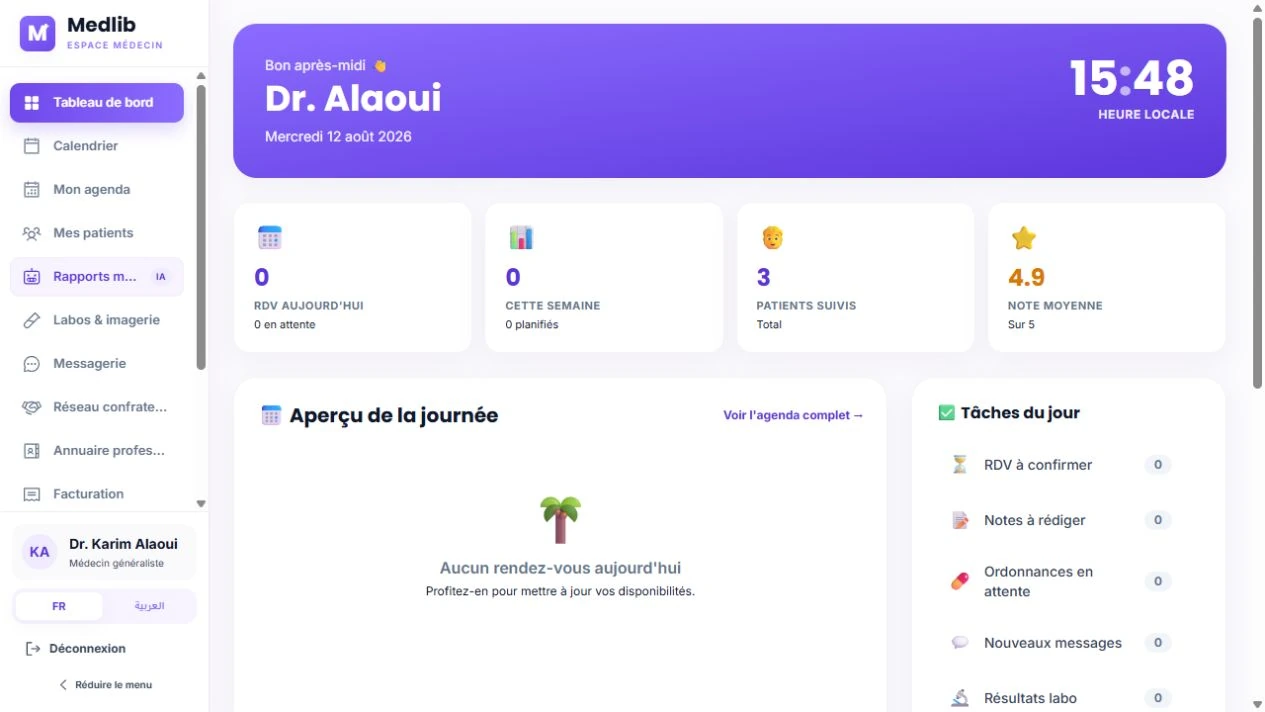 لوحة طبيب Medlib